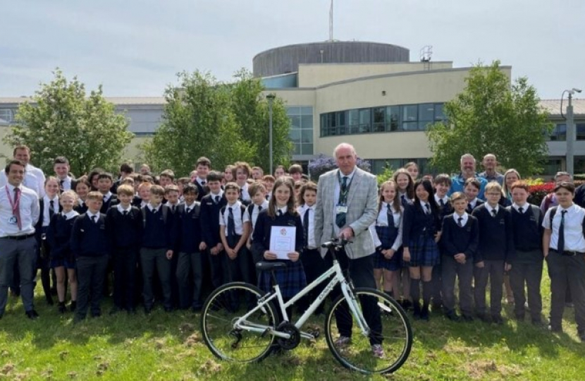 Presentation of Bikeability certificate and bicycle